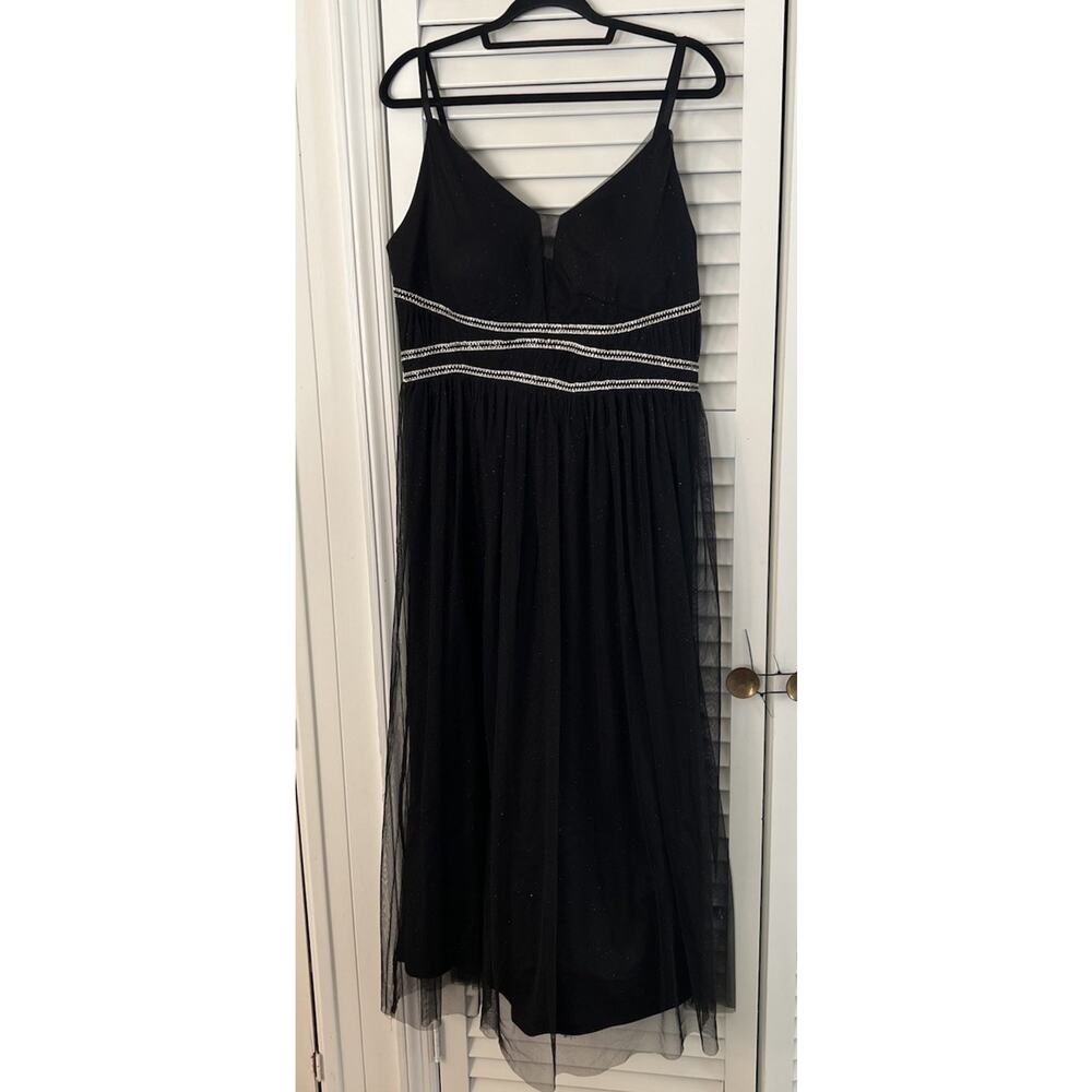 Candalite PXL Maxi Dress Black Tulle Skirt Glitter Sleeveless Gown Fairy Prom